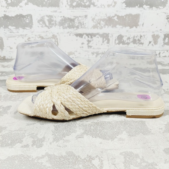 NEW Calvin Klein Toukie Sandals Womens Cream Woven Slide Chic Summer A716 - Picture 4 of 9